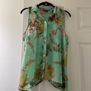 Forever 21 mint floral tank
